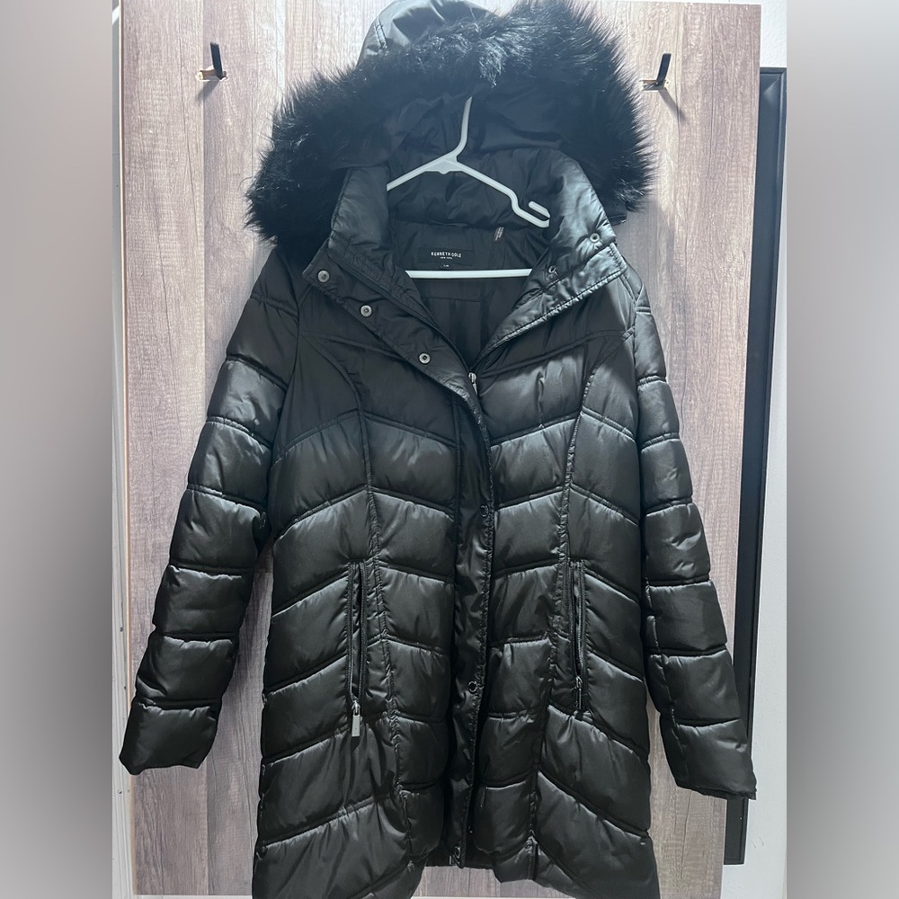 Kenneth Cole New York Women's Chevron Quilted Jacket - Black Size Large - Picture 3 of 10
